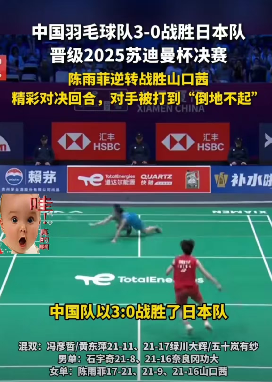 日本队碾压印度队,陈雨菲带队取胜 日本队碾压印度队,陈雨菲带队取胜